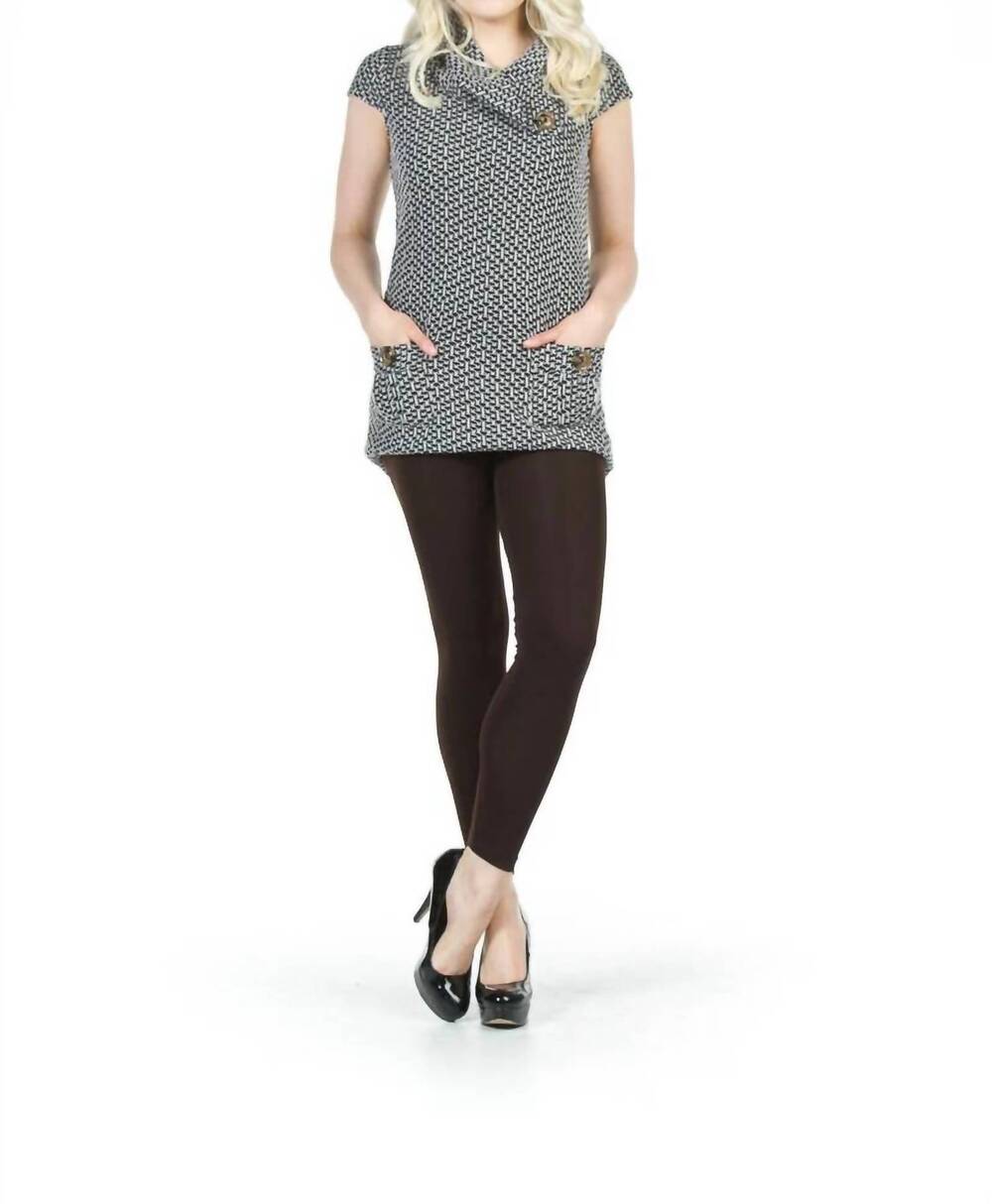 NEW PAPILLON textured drape neck patch pocket sweater dress in grey